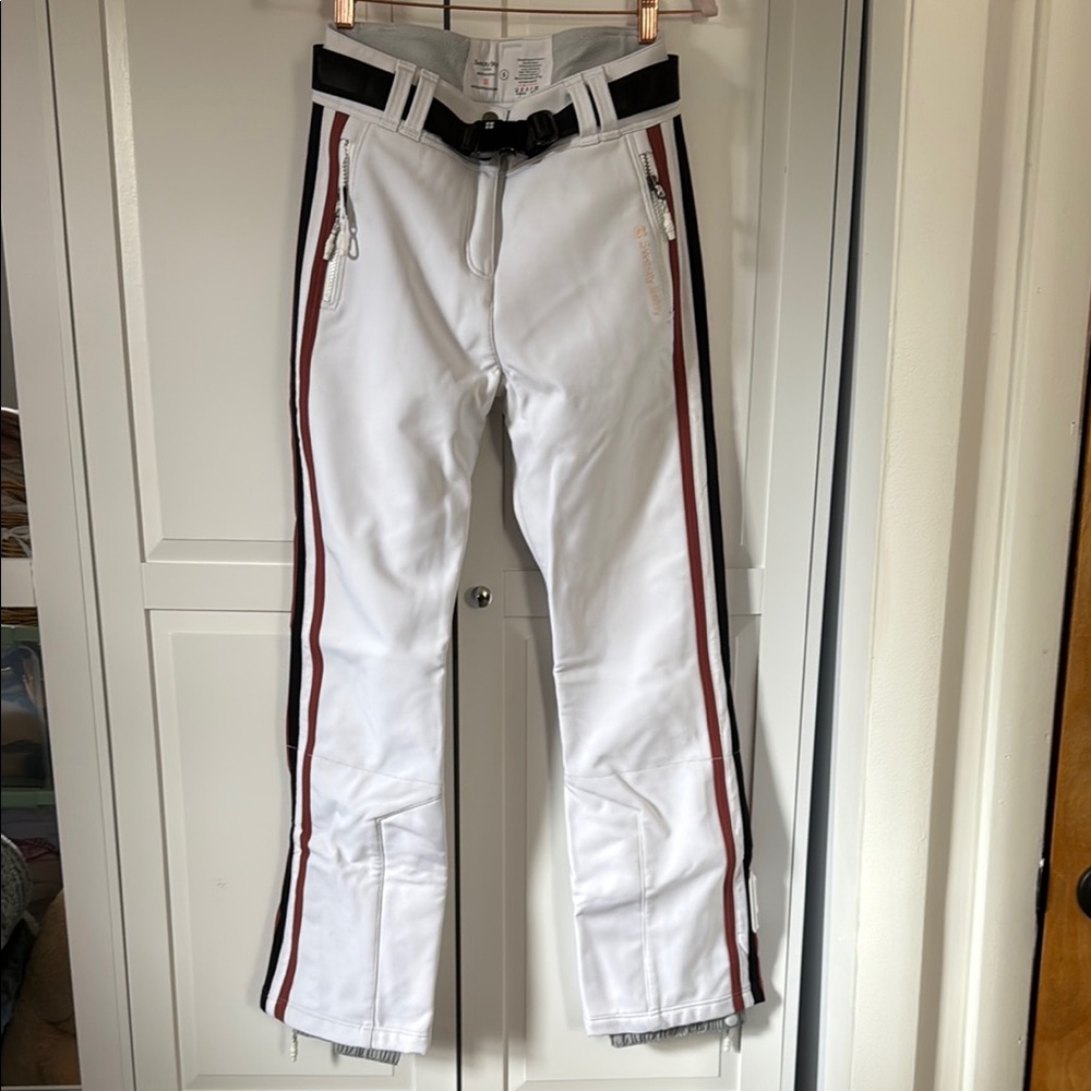 White Ski Pants with Stripes